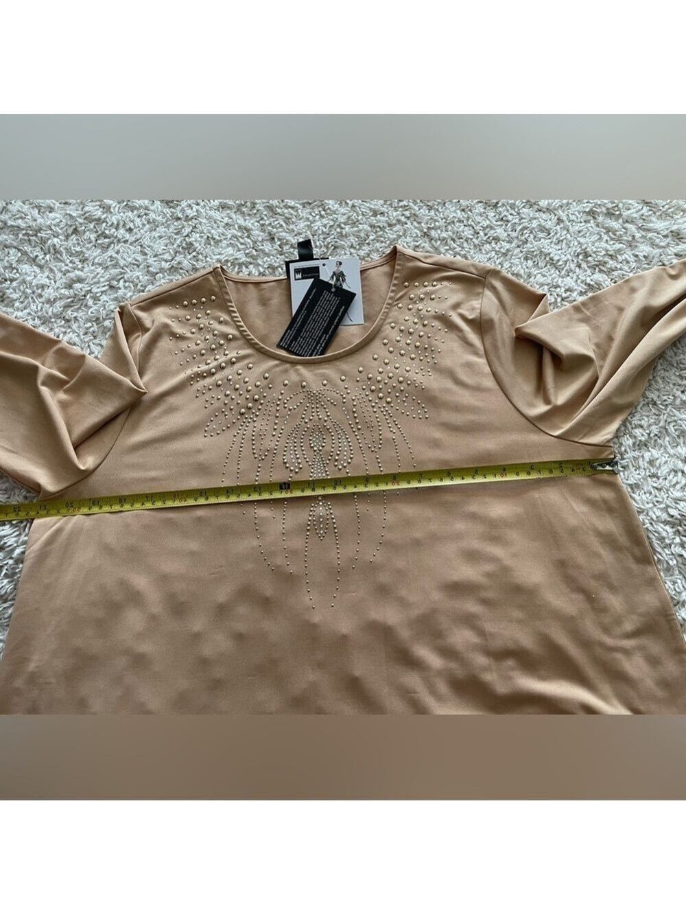 Tan Long Sleeve Embellished Top - Picture 13 of 15
